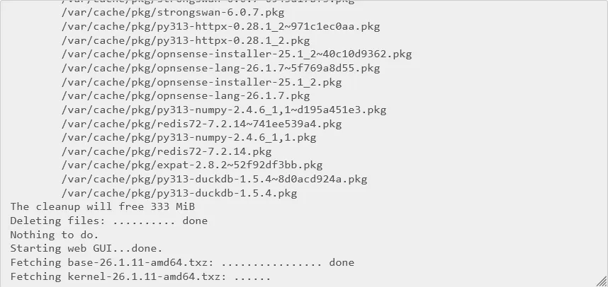 Update log: cleanup, then fetching base-26.1.11 and kernel-26.1.11